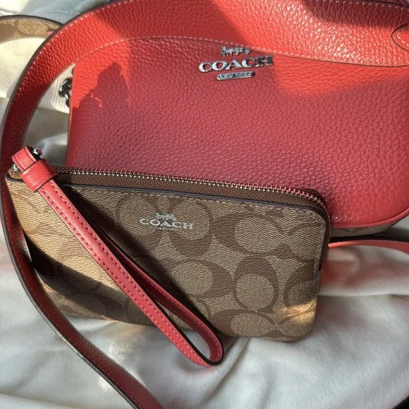 Coach Coral and Brown Women's Bag Set - Picture 15 of 16